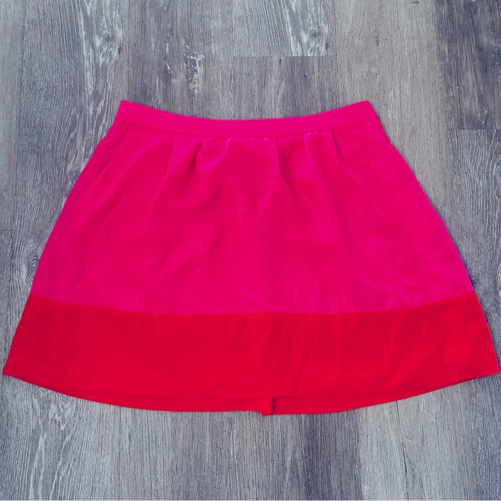 J. Crew Vibrant Pink and Orange Pleated Skater Skirt Size 14